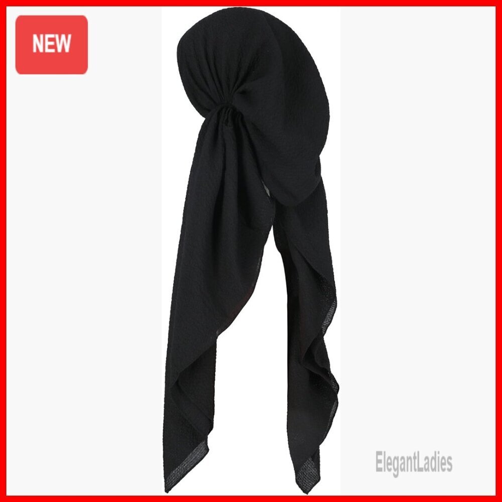 Pretied Head Scarf Lightweight Crimped Cotton Full Coverage One Size